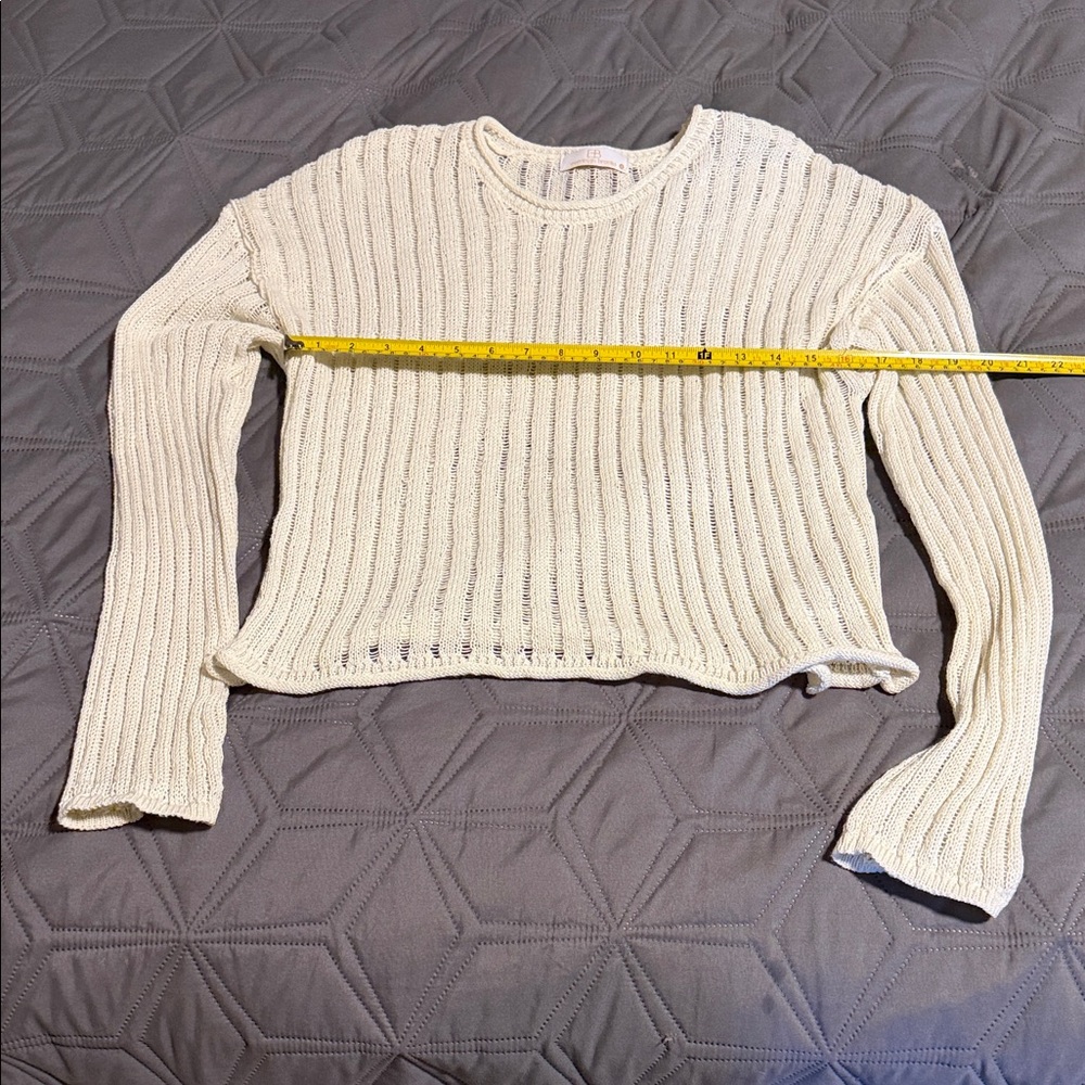 Everleigh Brooks Cream Ribbed Knit Sweater